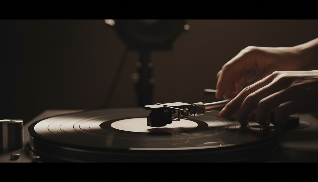 Vinyl record player detail
